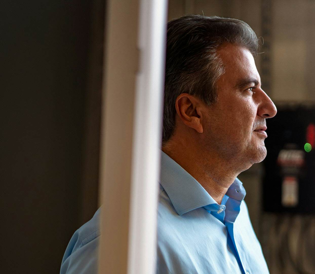 Man walking through factory