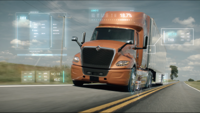 Truck driving down highway